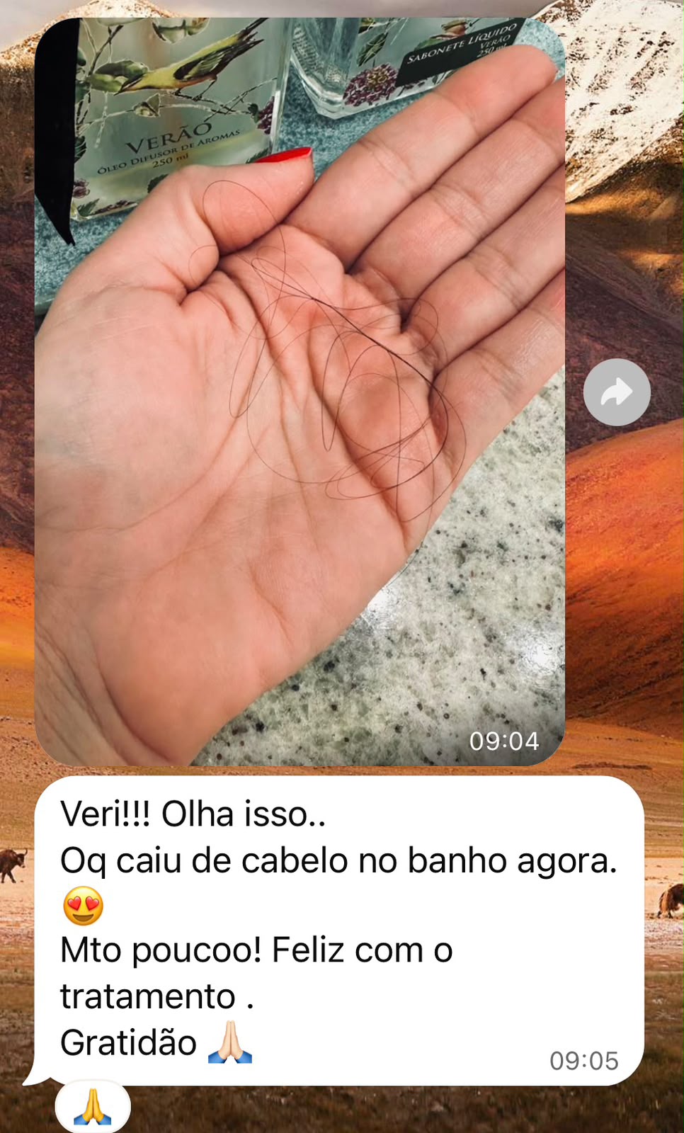 Relato espontâneo enviado durante o acompanhamento capilar